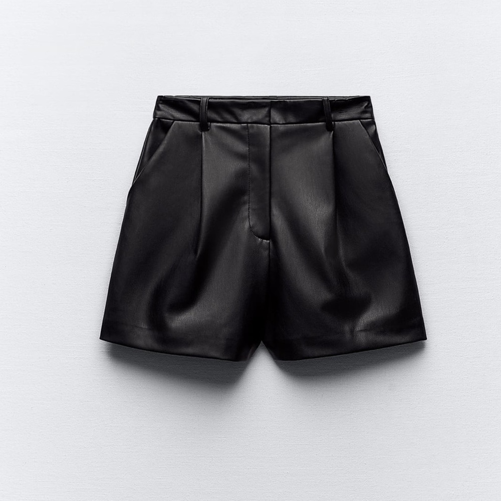 Zara high waist black leather shorts size small fits like small medium
